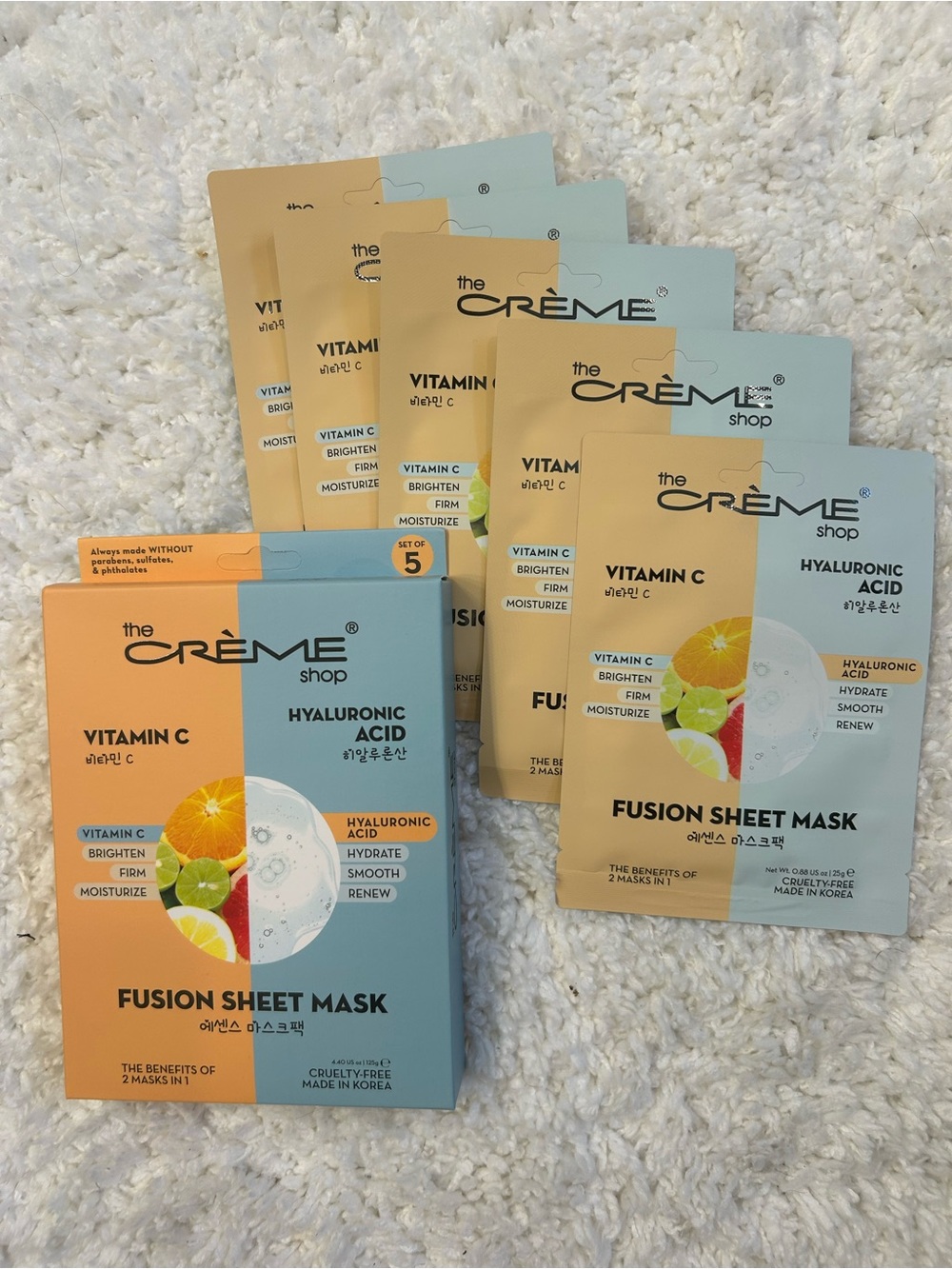 The CRÈME Shop Vitamin C & Hyaluronic Acid Fusion Sheet Mask - 5 Sheet Masks